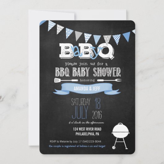ブルーベイビーQ BBQベイビーシャワー招待状 招待状 (正面)