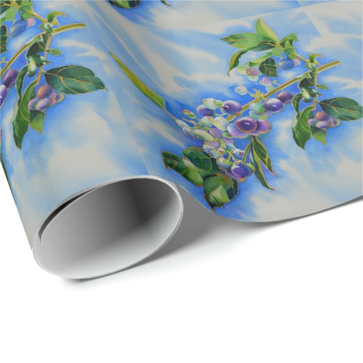 ブルーベエレガントリー水絵画色の果実 ラッピングペーパー (ロールコーナー)