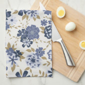 ブルーベク図解入りの、写真付きのトル植物花つる植物 キッチンタオル (四つ折り)