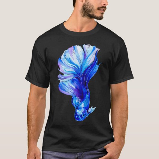ブルーベタ、シャム闘魚 Tシャツ (正面)