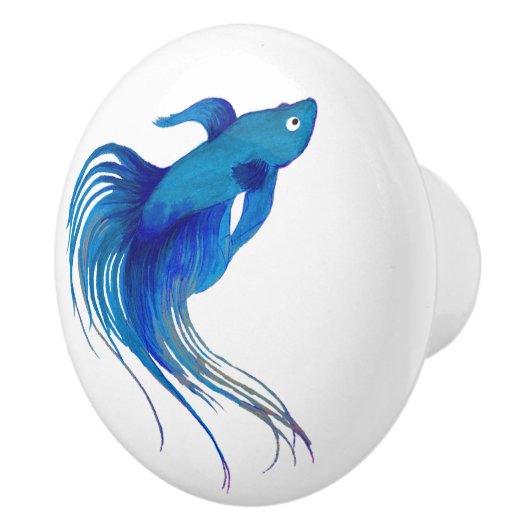 ブルーベッタフィッシュの水彩 セラミックノブ (右)
