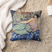 ブルーベッドルームの女性（Suzanne Valadon著） クッション (ブランケット)