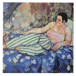 ブルーベッドルームの女性（Suzanne Valadon著） タイル