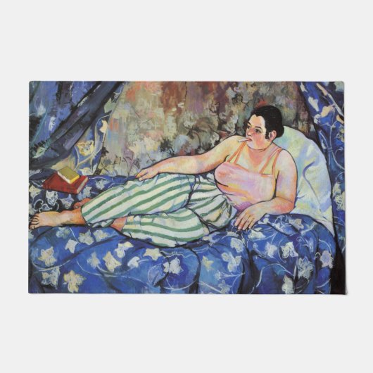 ブルーベッドルームの女性(Suzanne Valadon著) ドアマット (正面)