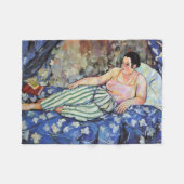 ブルーベッドルームの女性(Suzanne Valadon著) フリースブランケット (正面(横))