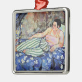 ブルーベッドルームの女性（Suzanne Valadon著） メタルオーナメント (左)