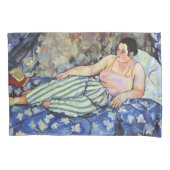 ブルーベッドルームの女性（Suzanne Valadon著） 枕カバー (正面左)