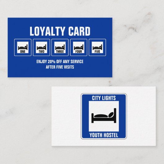 ブルーベッドロゴホステルアコモデーションビジネス ロイヤリティカード (正面/裏面)