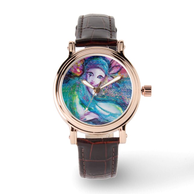 ブルーベネチアンマスカレードのマスク 腕時計 (正面)