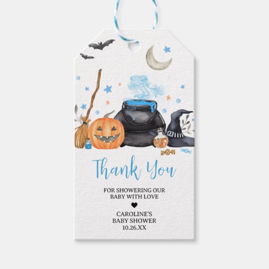 ブルーベビーがブルーイングかわいいハロウィーンメッセージカード ギフトタグ (正面)