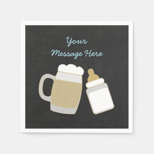 ブルーベビーが赤ちゃんシャワーを醸造している スタンダードカクテルナプキン (正面)