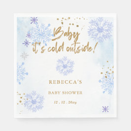 ブルーベビーその冷たい外の冬の赤ちゃんシャワー スタンダードランチョンナプキン