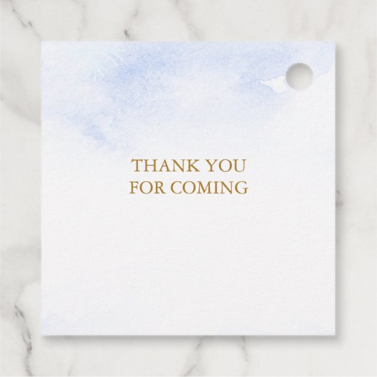 ブルーベビーその冷たい外の冬の赤ちゃんシャワー フェイバータグ (裏面)