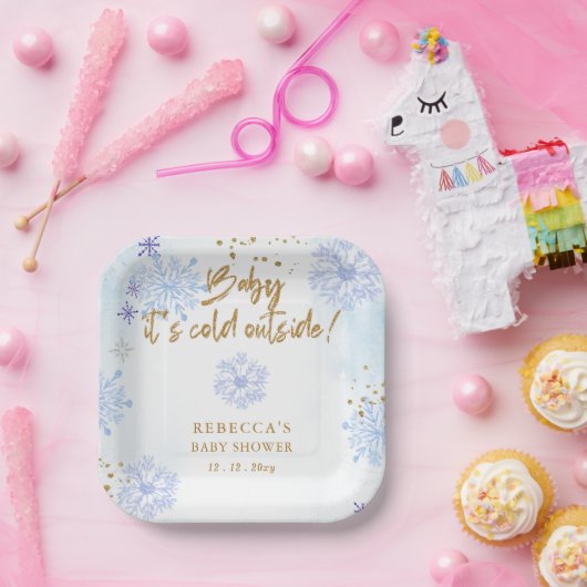 ブルーベビーその冷たい外の冬の赤ちゃんシャワー ペーパープレート (パーティー)