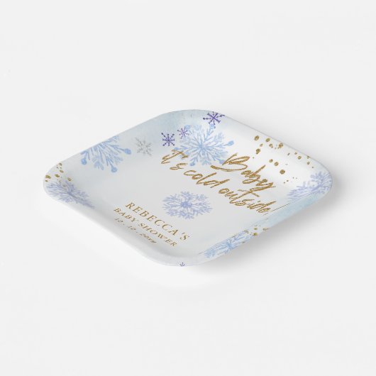 ブルーベビーその冷たい外の冬の赤ちゃんシャワー ペーパープレート (傾斜あり)