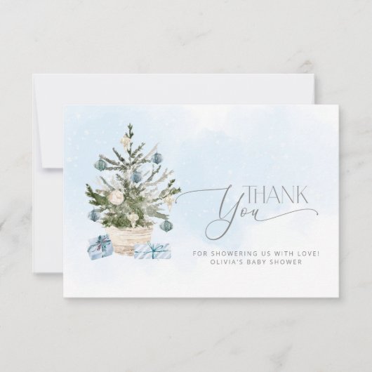 ブルーベビーその冷たい外の赤ちゃん感謝していシャワーあなた カード (正面)