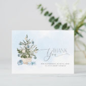 ブルーベビーその冷たい外の赤ちゃん感謝していシャワーあなた カード (スタンド正面)