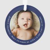 ブルーベビーの初めてのクリスマス1写真誕生日 オーナメント (裏面)