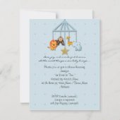 ブルーベビーアニマルモバイルベビーシャワー招待状 招待状 (正面)