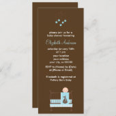 ブルーベビーインクリブボーイベビーシャワー 招待状 (正面/裏面)