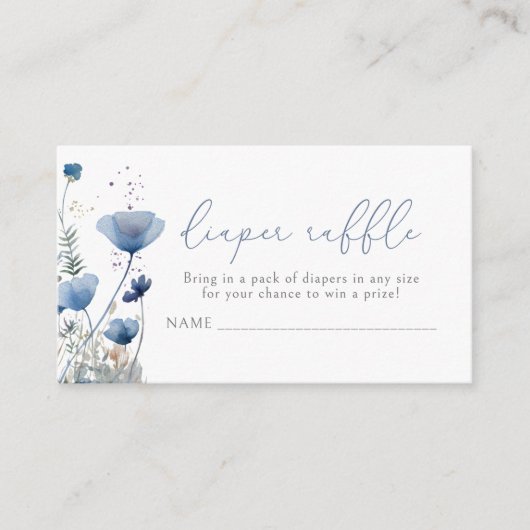 ブルーベビーイン開花フローラワイルドフラワーおむつラッフル エンクロージャーカード (正面)