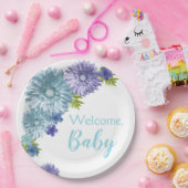 ブルーベビーイン開花ブランチシャワー ペーパープレート (パーティー)