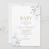 ブルーベビーイン開花ベビーシャワーボーイ 招待状 (正面)