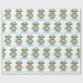 ブルーベビーウェルカムテディベアギフトラッピング紙 ラッピングペーパー (フラット)