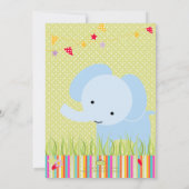 ブルーベビーエレファントパーソナライズされたパーティー 招待状 (裏面)