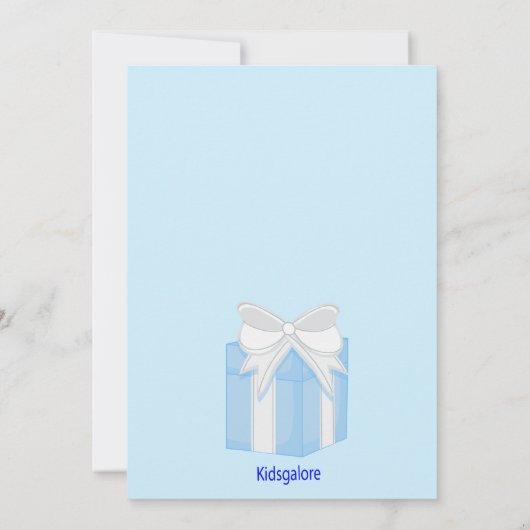 ブルーベビーエンジェルベビーシャワー招待状 招待状 (裏面)