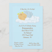 ブルーベビーエンジェルベビーシャワー招待状 招待状 (正面/裏面)