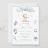 ブルーベビーオンクラウドボーイベビーシャワー 招待状 (正面)