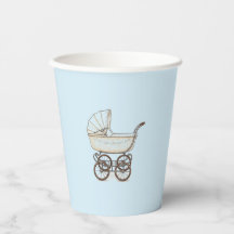 ブルーベビーカー男の赤ちゃんシャワーカップ
