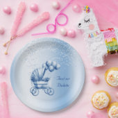 ブルーベビーカー紙プレート ペーパープレート (パーティー)