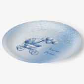 ブルーベビーカー紙プレート ペーパープレート (アングル)