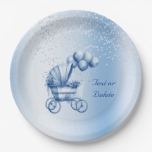 ブルーベビーカー紙プレート