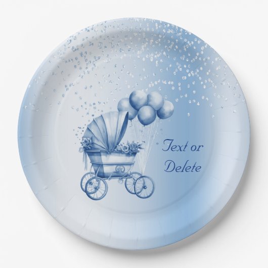 ブルーベビーカー紙プレート ペーパープレート (正面)