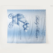 ブルーベビーカー背景 タペストリー (正面(横))