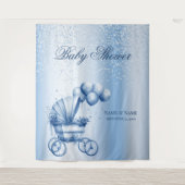 ブルーベビーカー背景 タペストリー (正面)