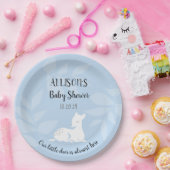 ブルーベビーガーデンディアベビー親愛シャワー招待状 ペーパープレート (パーティー)