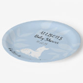 ブルーベビーガーデンディアベビー親愛シャワー招待状 ペーパープレート (アングル)