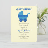 ブルーベビーキャリッジ男の赤ちゃんシャワー 招待状 (スタンド正面)