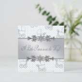 ブルーベビーキャリッジ男の赤ちゃんプリンスシャワー 招待状 (スタンド正面)