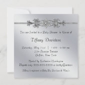 ブルーベビーキャリッジ男の赤ちゃんプリンスシャワー 招待状 (裏面)