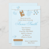 ブルーベビークロスラインベビーシャワー 招待状 (正面/裏面)