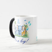 「ブルーベビーサファリ – 男の子だ!」 魔法熱リビール モーフィングマグカップ (正面左)