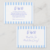 ブルーベビーシャワーおむつラッフルゲーム座席表 ノートカード (正面/裏面)