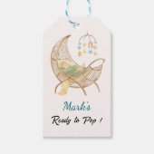 ブルーベビーシャワーのギフトタグ - カスタムベビーネーム ギフトタグ (正面)