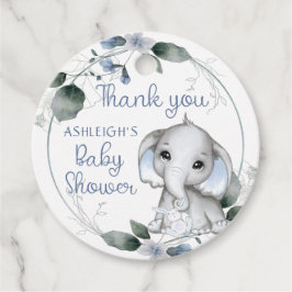 ブルーベビーシャワーエレファントウォーター色ありがとう フェイバータグ