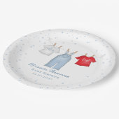 ブルーベビーシャワークロサーラインかわいい ペーパープレート (アングル)